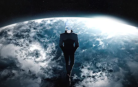 白发 五条悟 太空 地球 同人 8K壁纸