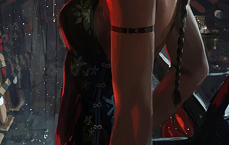 原创 人物 艺术品 绘画 辫子 女性 女人 成熟 耳坠 旗袍 废墟 手机壁纸 4K壁纸
