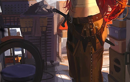 原创 人物 红发 艺术品 绘画 猫 绷带 女人 手机壁纸 4K壁纸