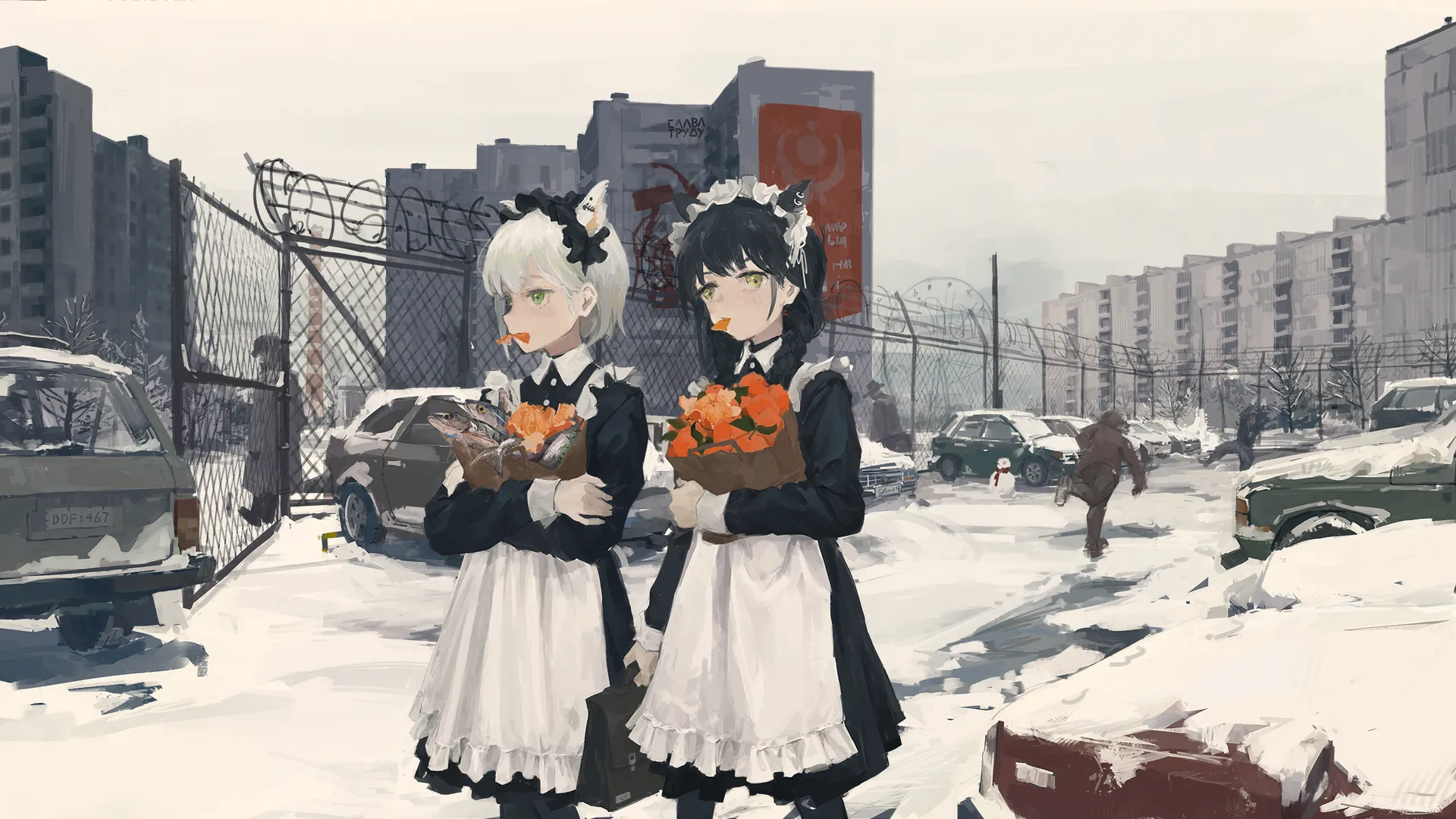 猫女 动漫 女孩 女仆 白雪 汽车 橙子 水果 鱼 刷子 4K壁纸
