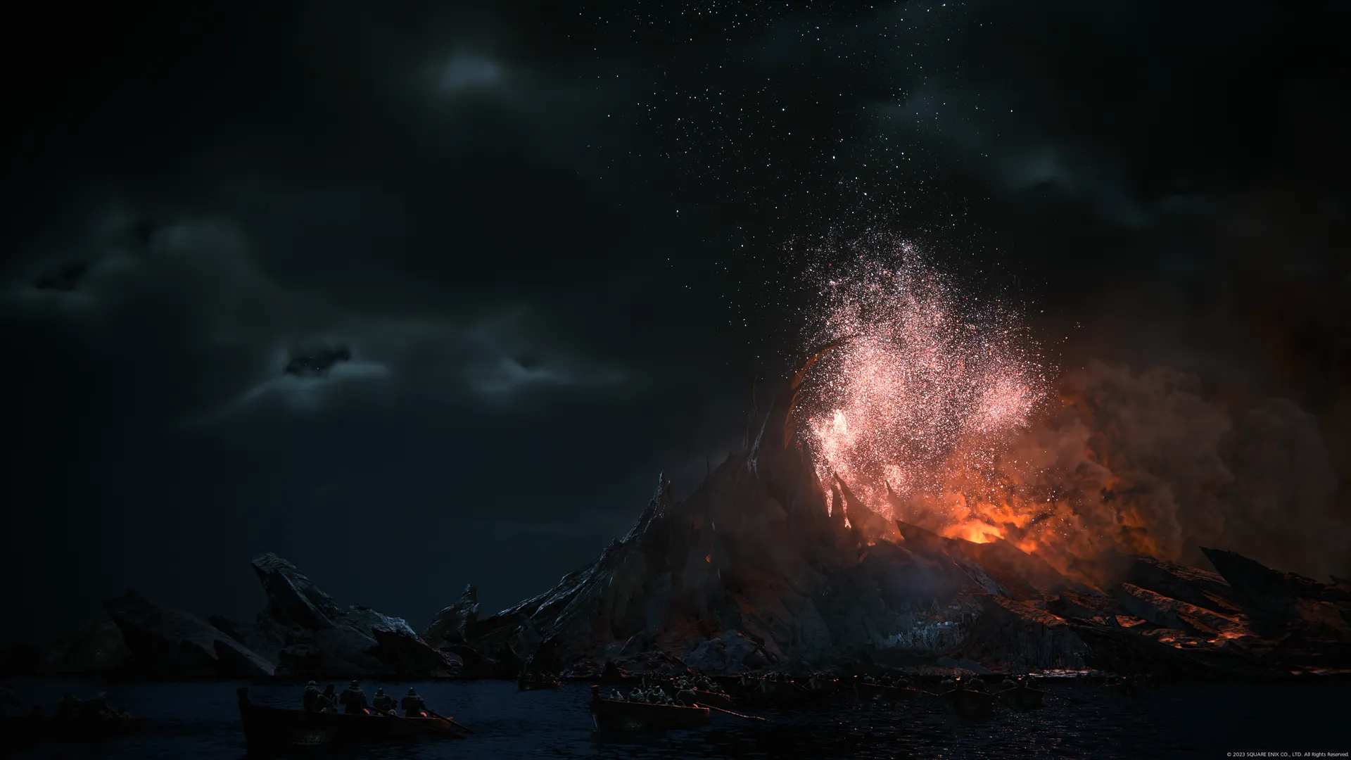 电子 游戏 角色 最终幻想VI 电影 主角 JRPG 最终幻想 屏幕截图 CGI 夜晚 天空 火山 4K壁纸