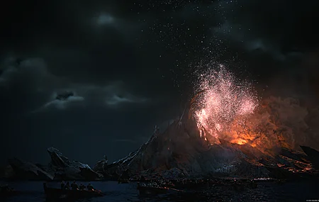 电子 游戏 角色 最终幻想VI 电影 主角 JRPG 最终幻想 屏幕截图 CGI 夜晚 天空 火山 4K壁纸