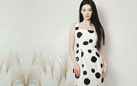 黑白 波点裙 美女 王楚然 4K 壁纸 明星 真人 女人 4K壁纸