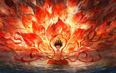 哪吒 拳头 燃烧 火焰 魔童闹海 生气 火莲花 高清 4K壁纸
