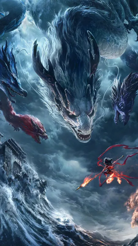 龙王 哪吒 4K 壁纸 魔童闹海 海龙 巨龙 东方龙 手机壁纸