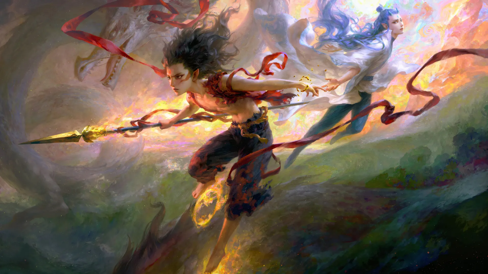 哪吒 敖丙 高清 手绘 4K 魔童闹海 4K壁纸