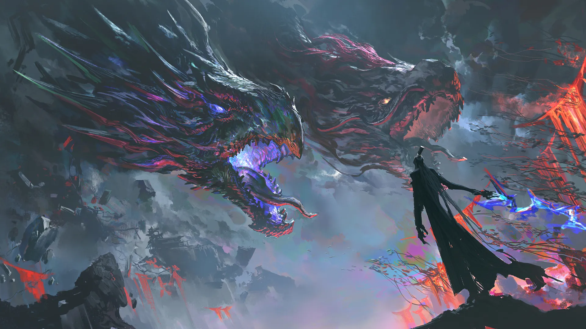申公豹 龙 绘画 4K 高清壁纸 哪吒 魔童闹海 4K壁纸