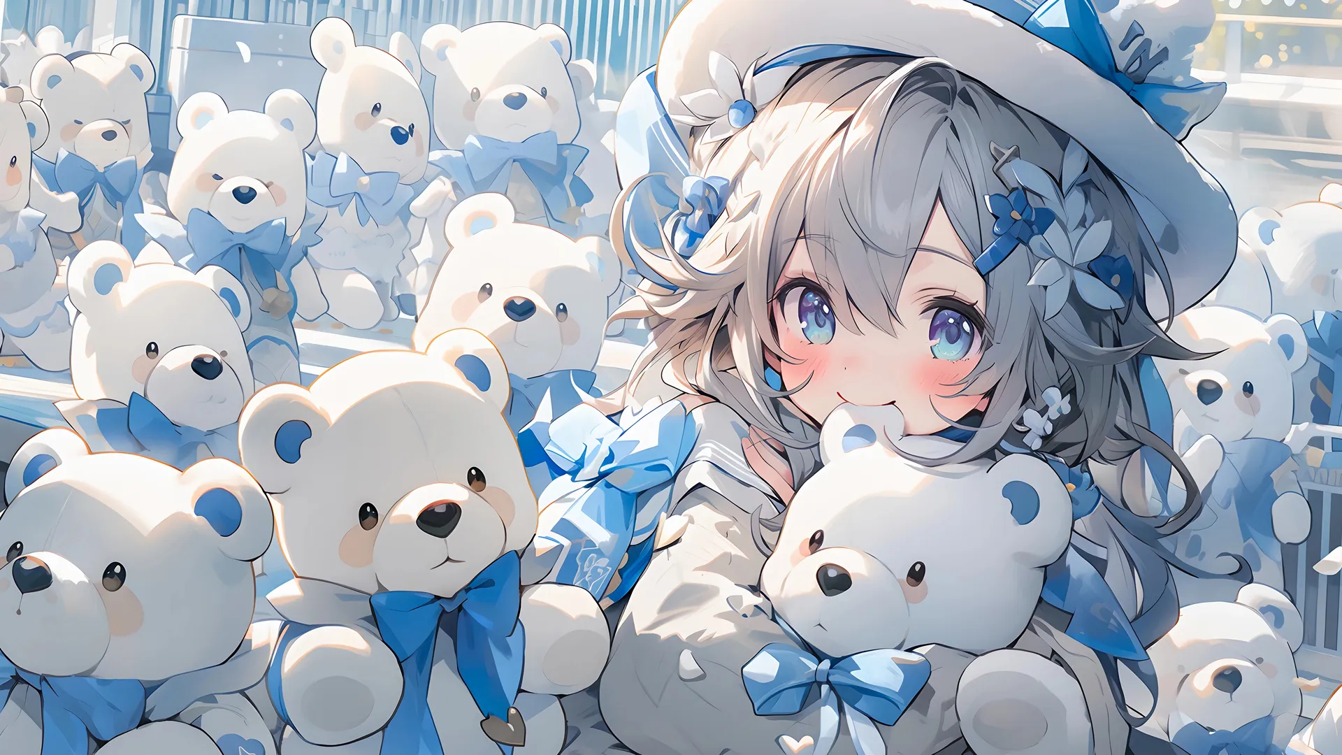 可爱 小女孩 帽子 玩具熊 4k 壁纸 4K壁纸