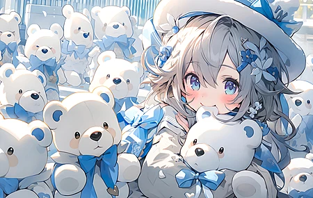 可爱 小女孩 帽子 玩具熊 4k 壁纸 4K壁纸