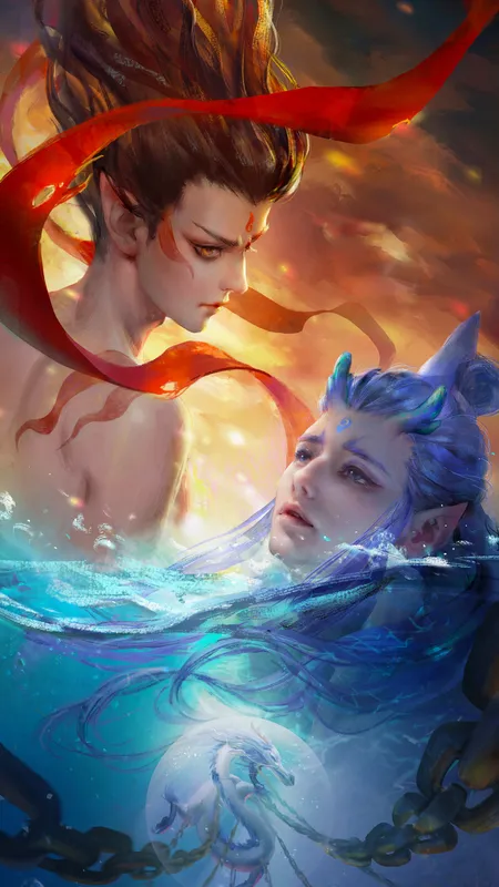 哪吒 敖丙 混天绫 龙 5k 手机 壁纸 魔童闹海 手机壁纸 1080P壁纸