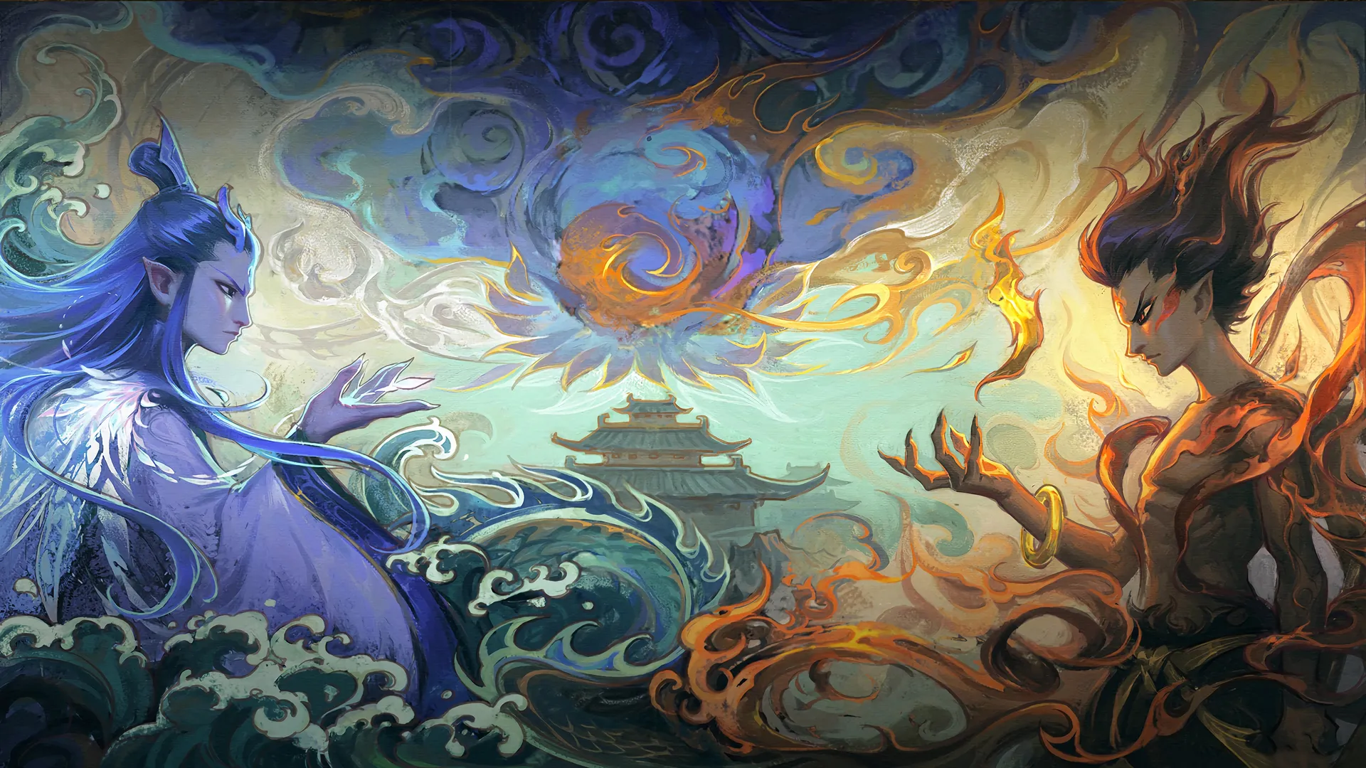 哪吒 敖丙 绘画 魔童闹海 4K壁纸