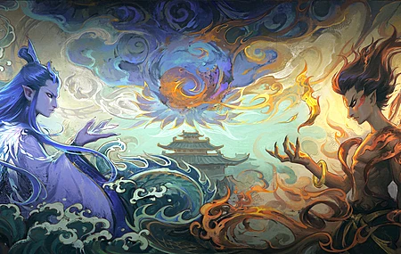 哪吒 敖丙 绘画 魔童闹海 4K壁纸