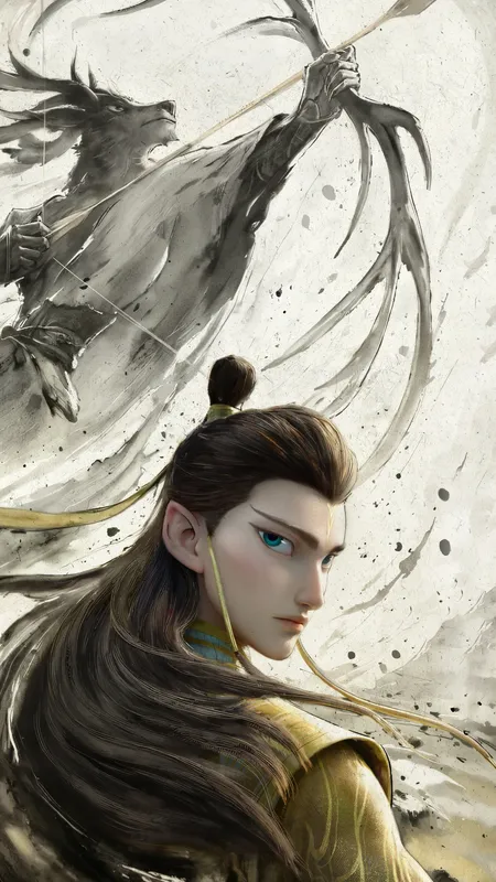 哪吒 魔童闹海 鹿童 水墨 5k 手机 壁纸 图片 手机壁纸 1080P壁纸
