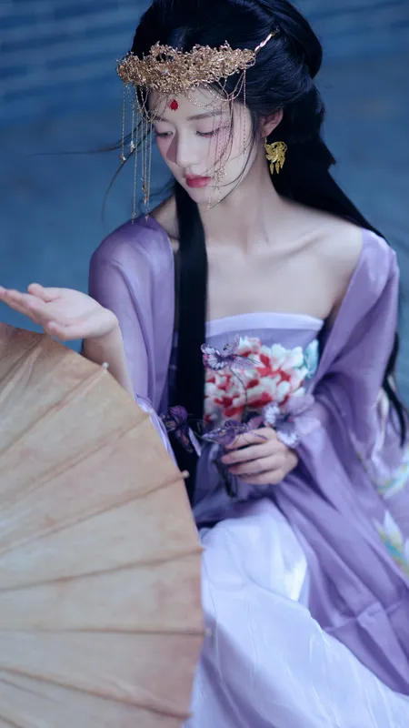 油纸伞 紫色 唯美 古风 长裙 美女 4k 手机 壁纸 竖屏 手机壁纸 1080P壁纸