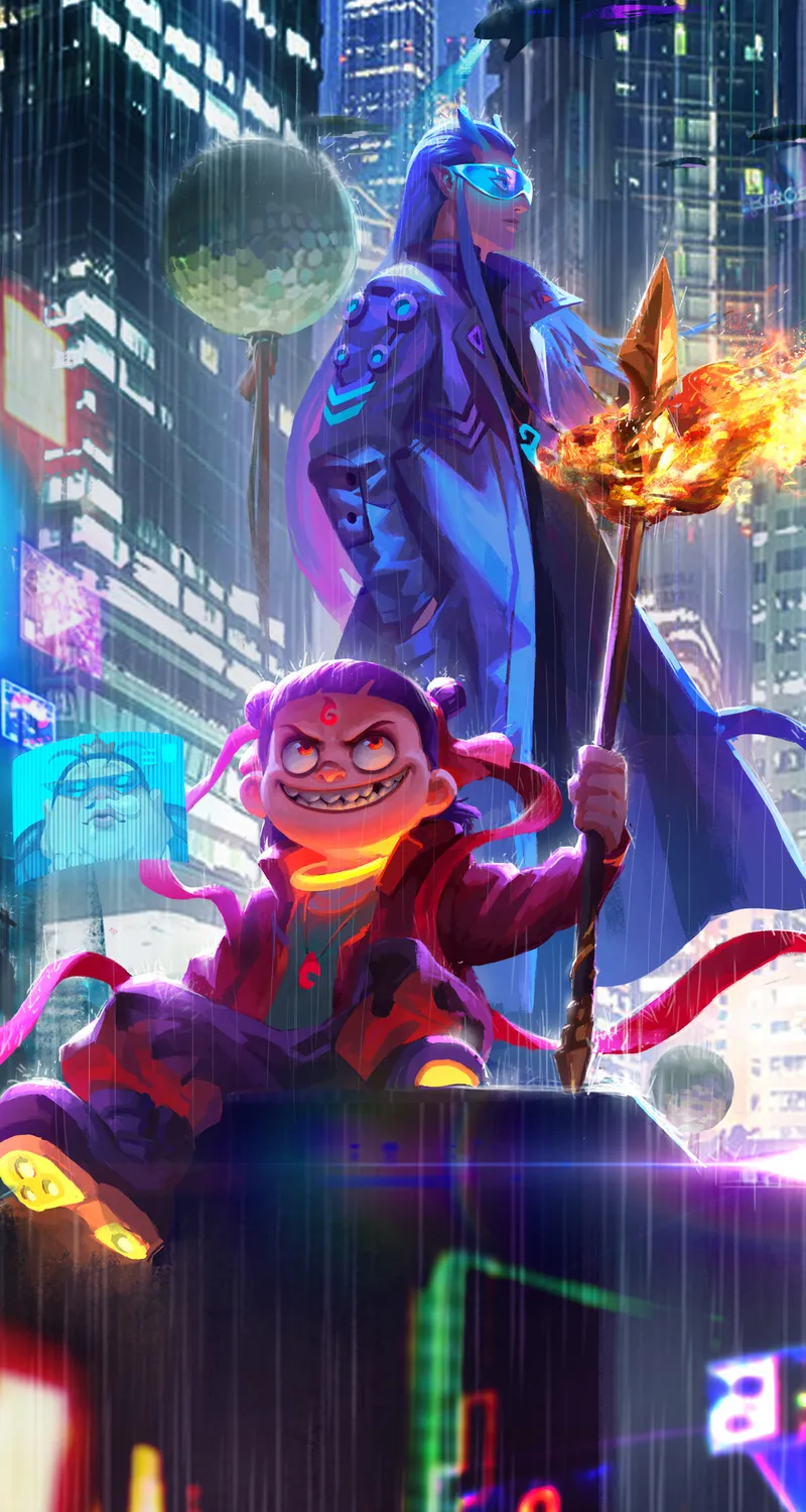 敖光 哪吒 赛博朋克 手机 壁纸 高清 4k 竖屏 魔童闹海 手机壁纸 1080P壁纸