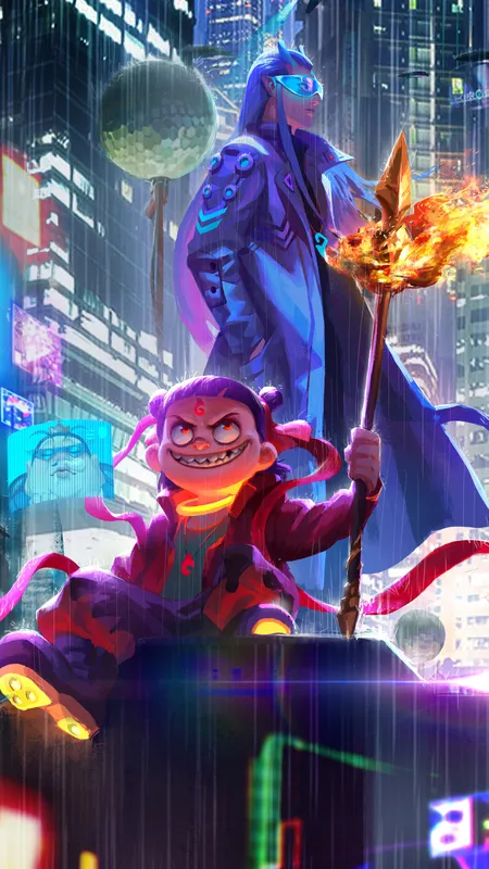 敖光 哪吒 赛博朋克 手机 壁纸 高清 4k 竖屏 魔童闹海 手机壁纸 1080P壁纸