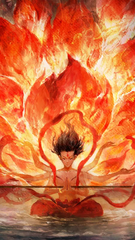 火莲花 哪吒 魔童闹海 4K 超高清 手机壁纸 手机壁纸 1080P壁纸
