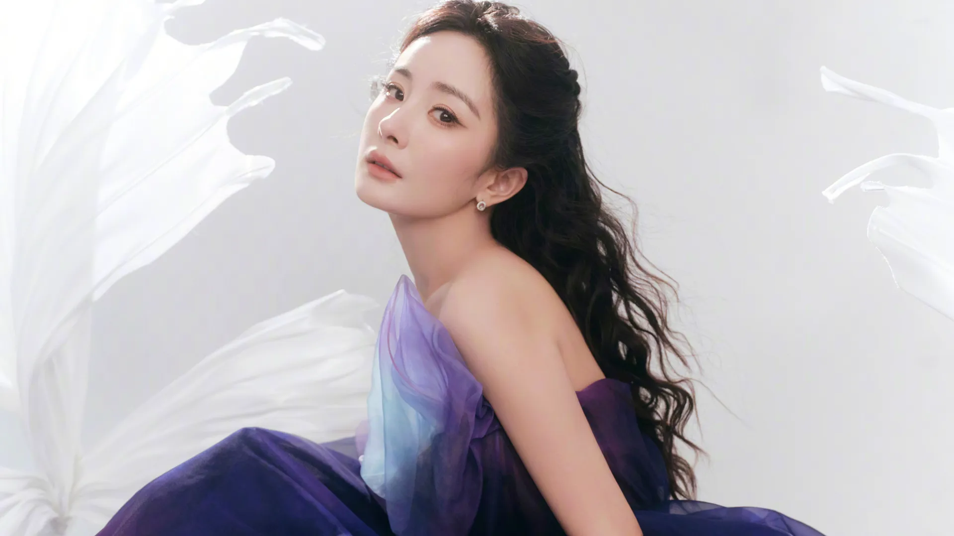 蓝紫色 裙子 美女 杨幂 4K壁纸 4K壁纸