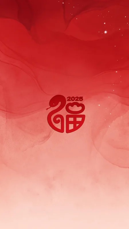 2025 新年 福 蛇 喜庆 红色背景 4k 手机壁纸 竖屏 手机壁纸 1080P壁纸