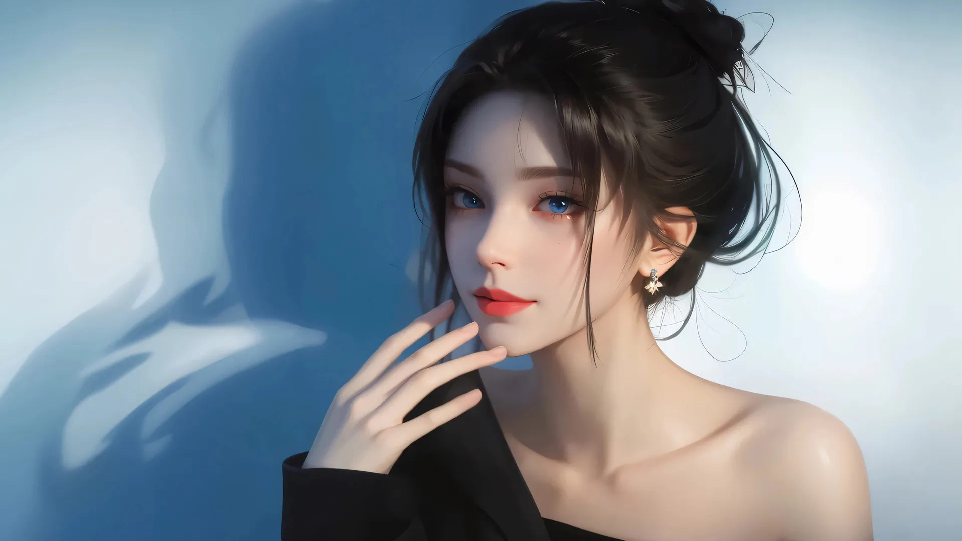 蓝色眼睛 动漫 美女 女孩 女人 2K壁纸