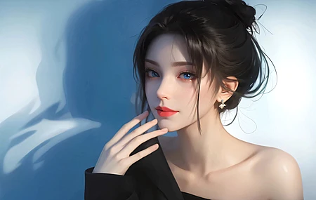 蓝色眼睛 动漫 美女 女孩 女人 2K壁纸