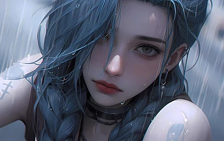 雨 金克丝 女孩 美女 2K壁纸