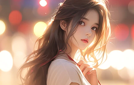 长发 可爱 动漫 美女 回眸 4K壁纸