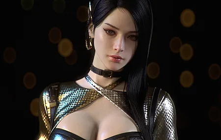 女性 黑发 长发 部 项链 耳环 眼线 简单背景 特写 黑发 4K壁纸