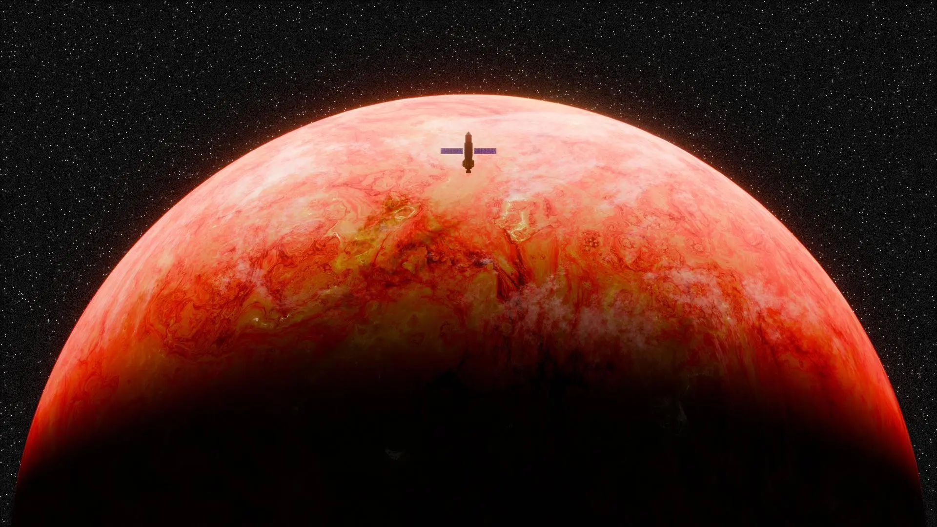 火星 行星 空间 星星 黑色 背景 极简主义 8K壁纸