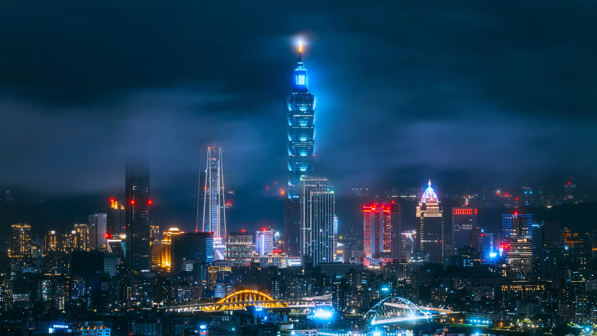 永恒之光 景观 城市 夜 灯光 建筑 桥梁 公寓 8K壁纸