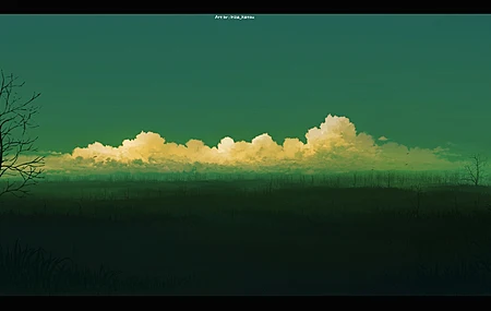 自然风景 天空 云朵 草地 树皮 数字艺术 2K壁纸