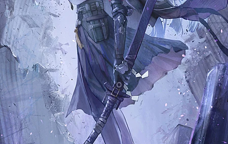 绝区零 星见雅 狐耳 白发 武士刀 灰紫配色 连衣裙 粒子特效 人像特写 手机壁纸