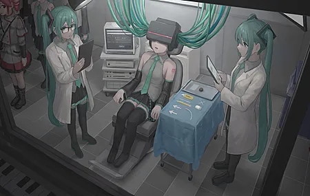 初音未来 重音 Teto 科学家 实验 克隆体 检查观测 数字美术