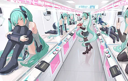 初音未来 重音 Teto 双马尾 街机 克隆体 反乌托邦 青蓝色头发 数字插画