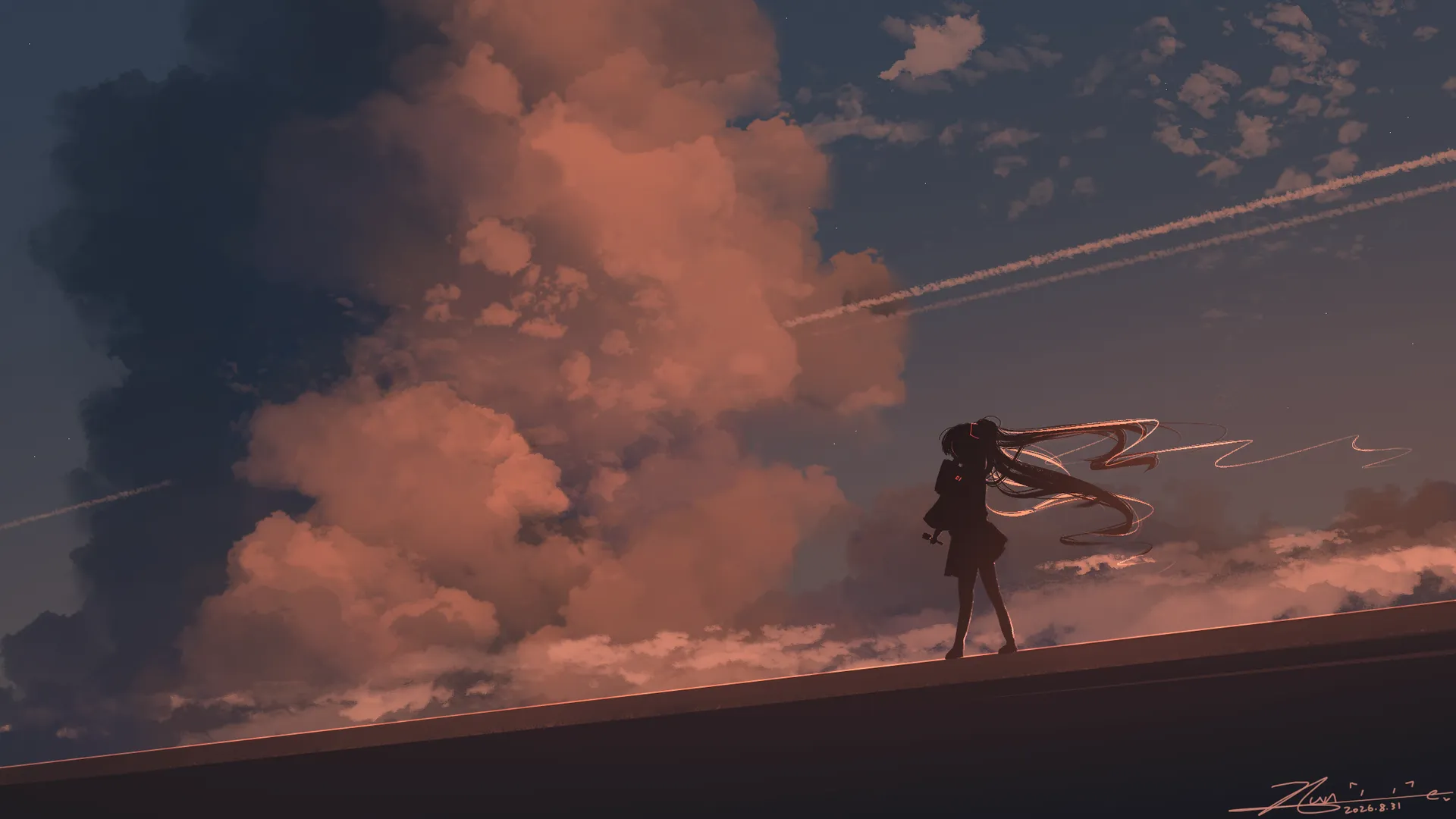 虚拟歌手 初音未来 动漫少女 天空 云朵