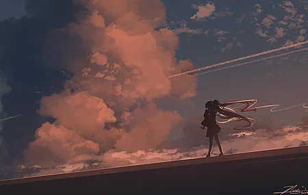 虚拟歌手 初音未来 动漫少女 天空 云朵