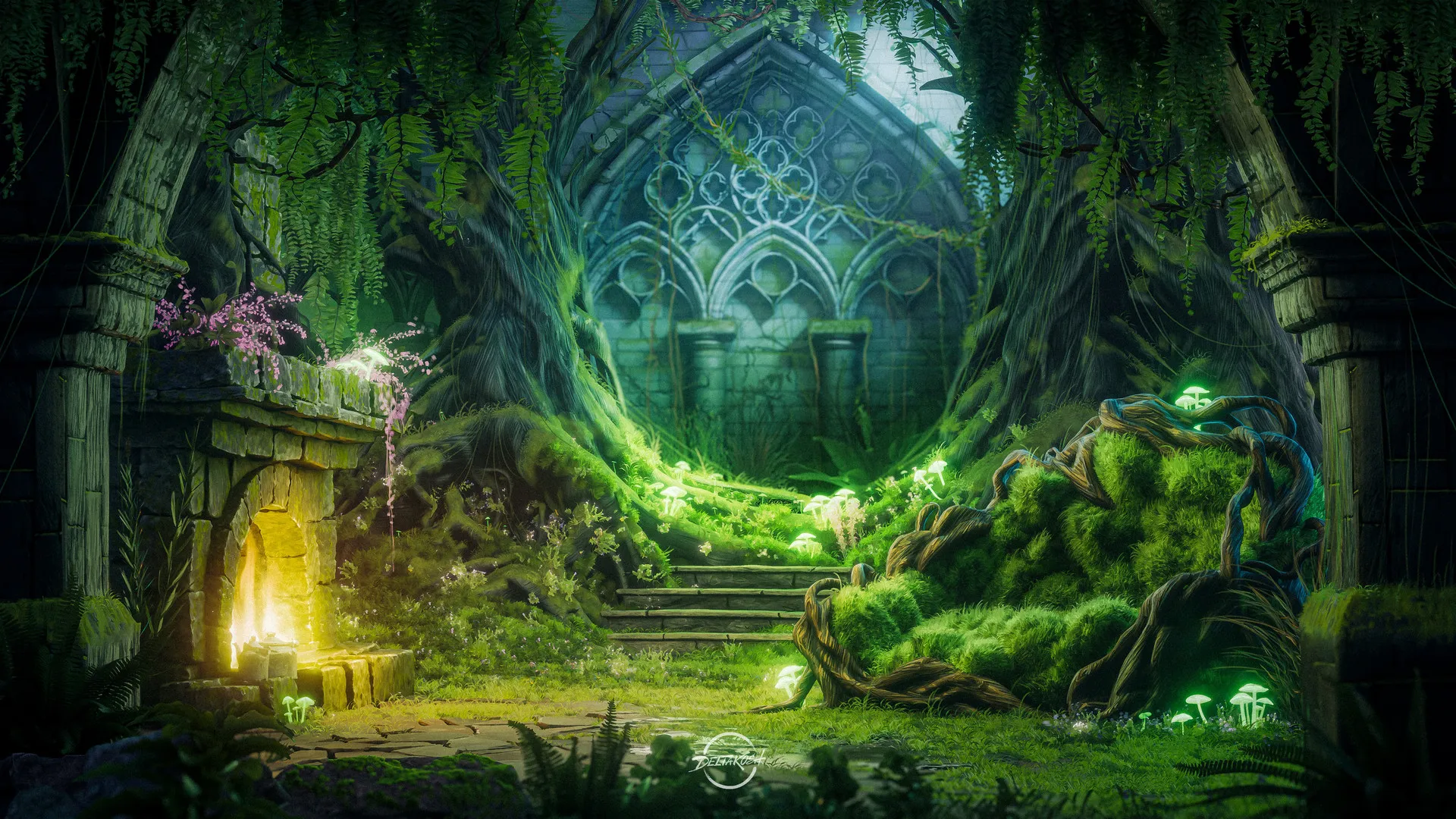 CGI 数字插画 自然环境 蘑菇 植物 4K壁纸