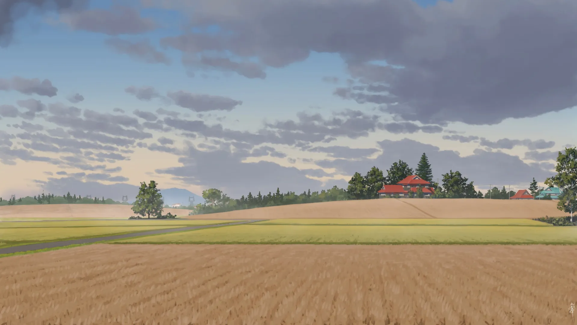 农作物 田野 云朵 树木 天空 风景 阳光 4K壁纸