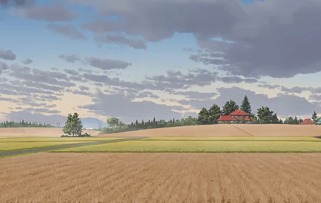 农作物 田野 云朵 树木 天空 风景 阳光 4K壁纸
