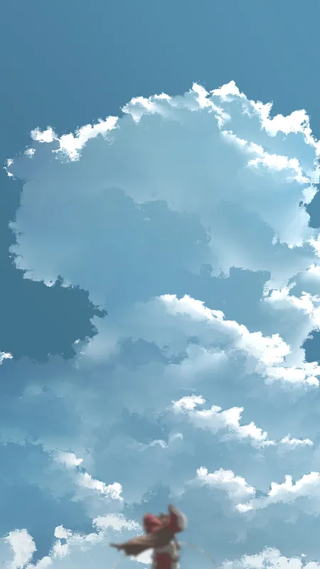 东方 Project 博丽灵梦 云朵 积雨云 景深 草地 人物肖像 站立 户外女孩 风 发丝随风飘动 振袖 阳光 蓝色 动漫女孩 东方服饰 手机壁纸
