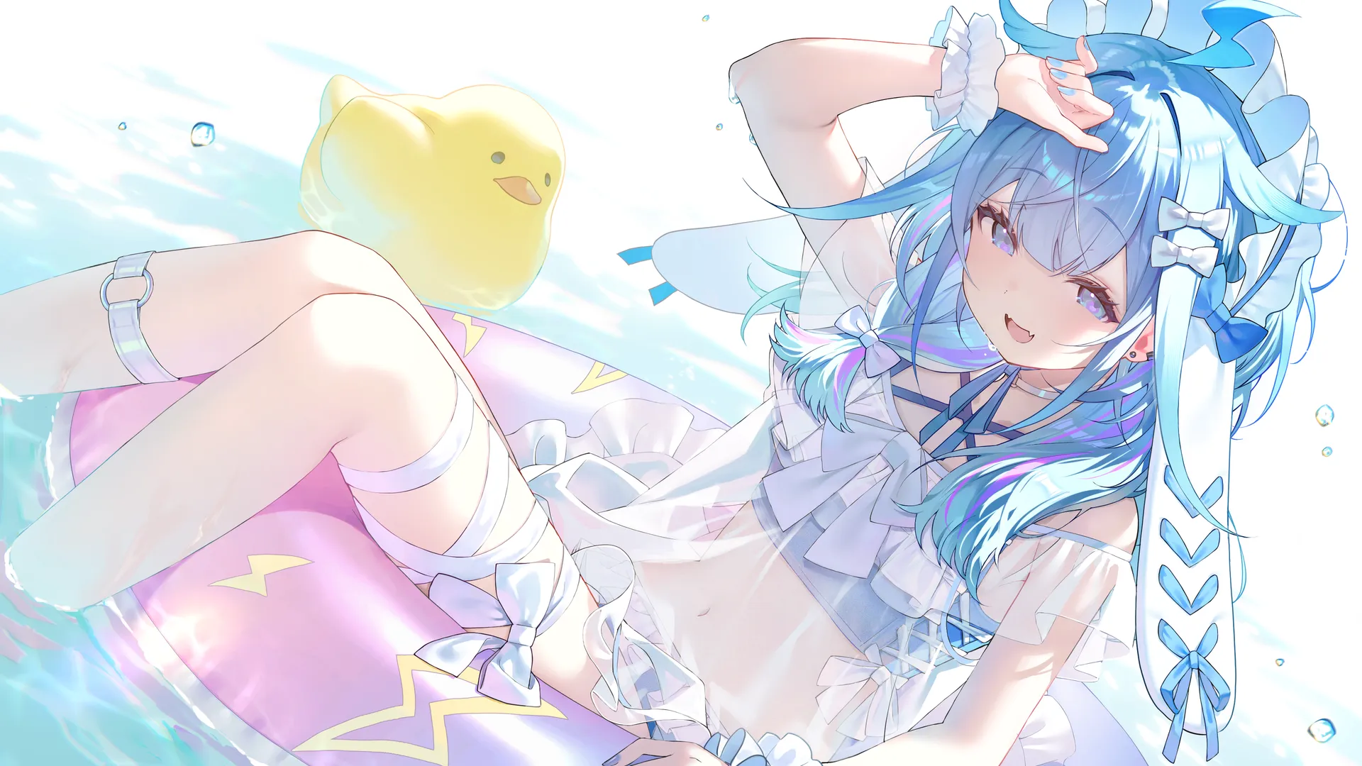 动漫 女孩 水宫翠 Hololive 虚拟主播企划 白色 4K壁纸