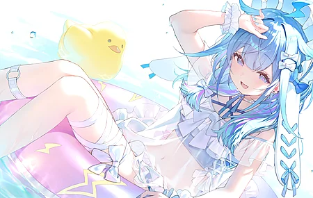 动漫 女孩 水宫翠 Hololive 虚拟主播企划 白色 4K壁纸