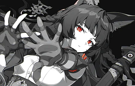 绝区零 星见雅 动漫 少女 红色眼眸 躺下 仰卧 简洁背景 黑发 超宽画幅 手部 编发 持剑少女 黑色 4K壁纸