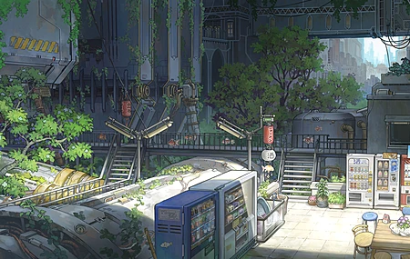 美术作品 插画 数字绘画 户外 日光 阳光 风车 街道 建筑 植物 动物 鸟类 护眼 超宽屏 4K壁纸