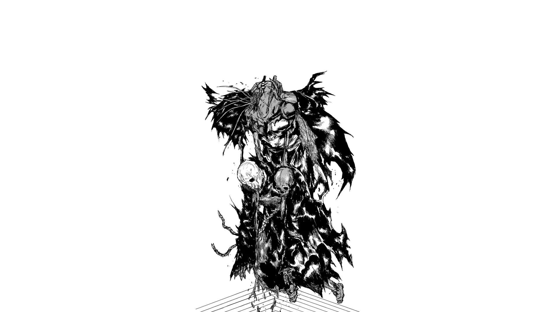 简约背景 大黑暗 漫画 漫画分镜 漫画速写 岛田 戴斯 扎哈 桑科 阿瓦基安 白色 单色 4K壁纸