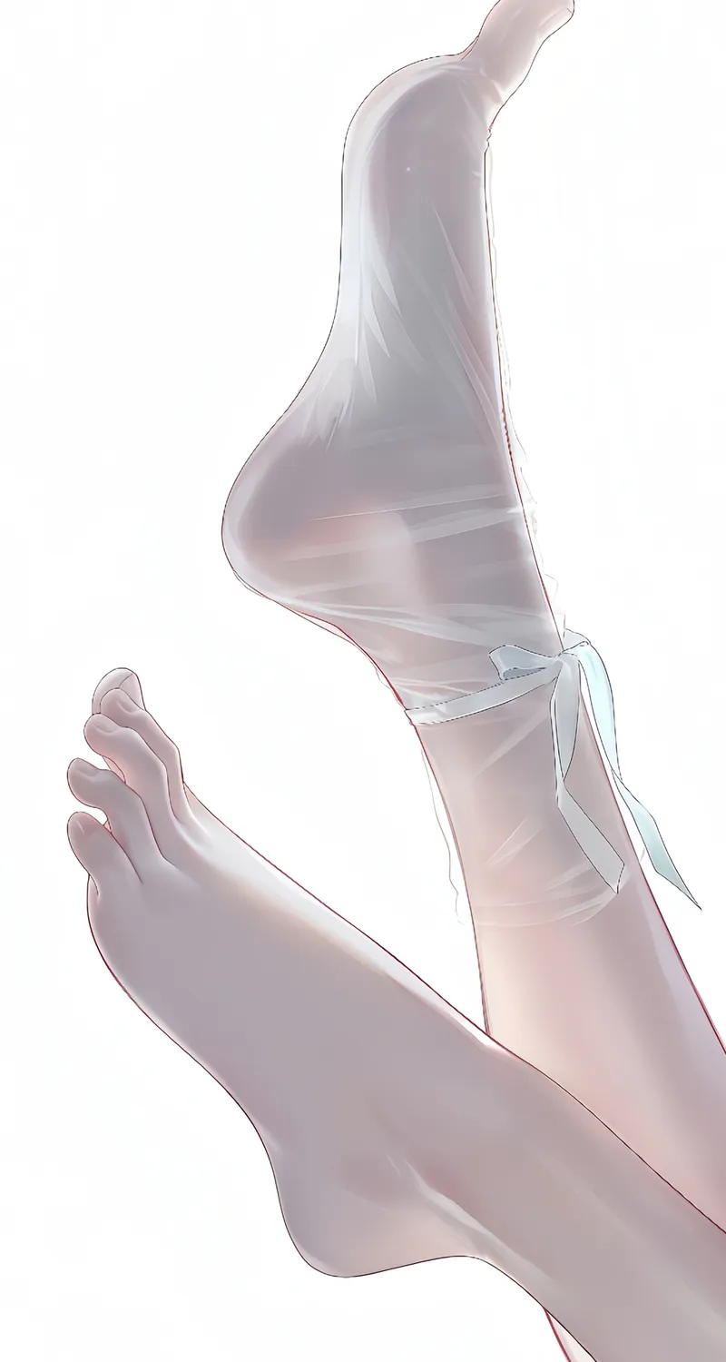 动漫少女 插画 脚丫 抬腿 脚趾 白色 脚尖 脚底 简约背景 明亮 光脚 手机壁纸