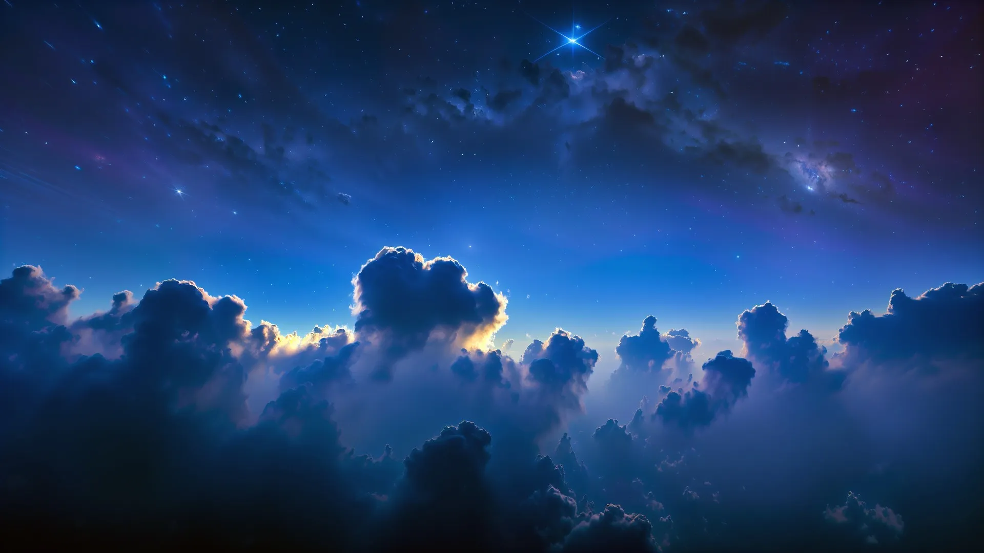 幻景 云朵 日出 日落 天空 太空 星辰 太阳 银河 天文学 天体 大气 夜空 夜晚 弱光 发光 蓝色 4K壁纸