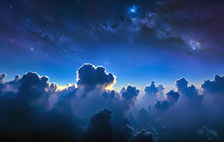 幻景 云朵 日出 日落 天空 太空 星辰 太阳 银河 天文学 天体 大气 夜空 夜晚 弱光 发光 蓝色 4K壁纸