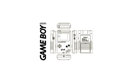 任天堂 任天堂 Game Boy 掌机 线框 蓝图 主机 文字 标识 复古 控制器 电子游戏 简洁背景 白色 按键 掌上游戏机 4K壁纸