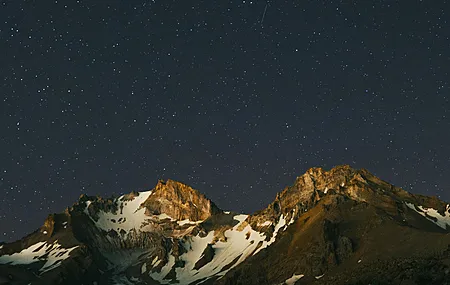 风景 山脉 积雪 星星 夜晚 岩石 摄影 简洁背景 自然 黑色 4K壁纸